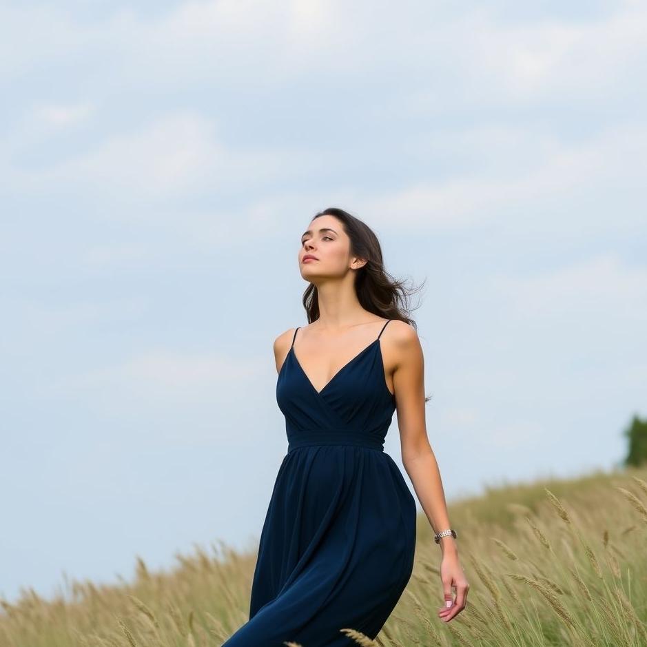 Dream : Wearing a navy blue dress in a dream