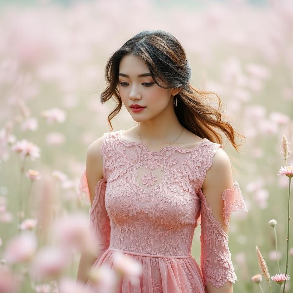 Dream : Wearing a pink lace dress in a dream