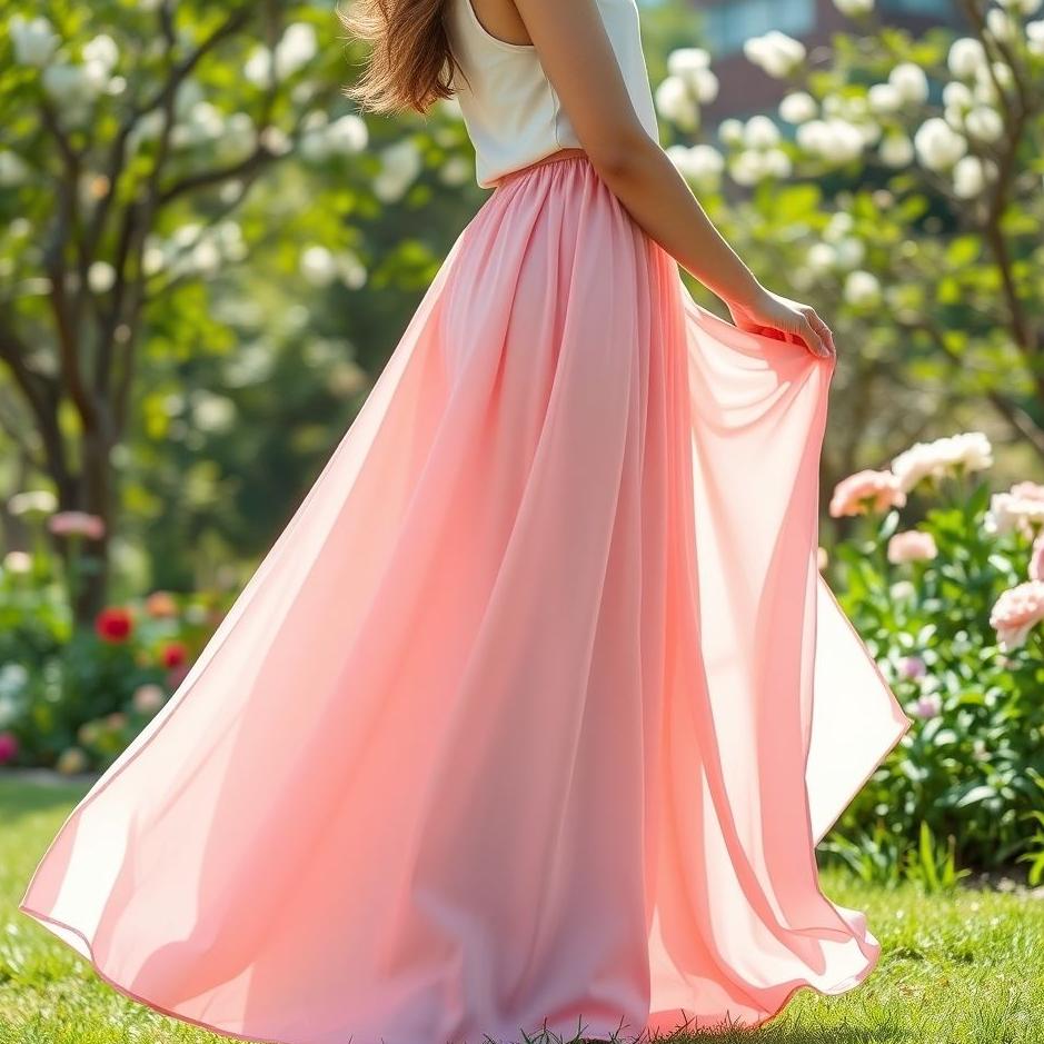 Dream : Wearing a pink long skirt