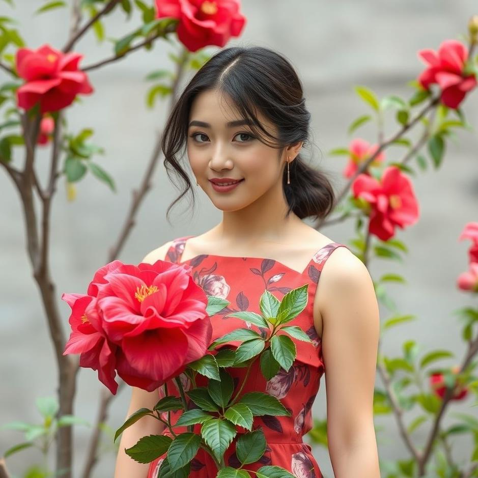 Dream : Wearing a pomegranate flower colored dress