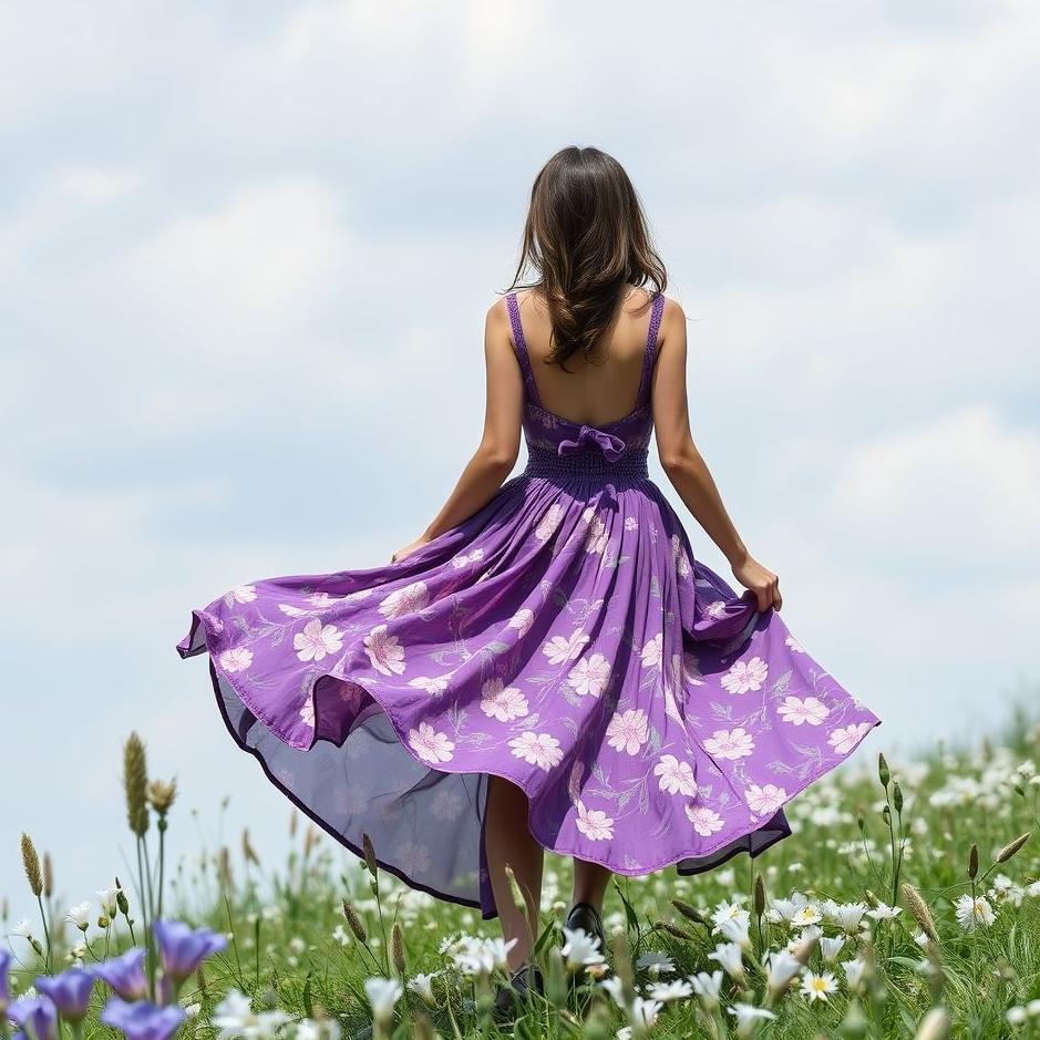 Dream : Wearing a purple flowered skirt in a dream