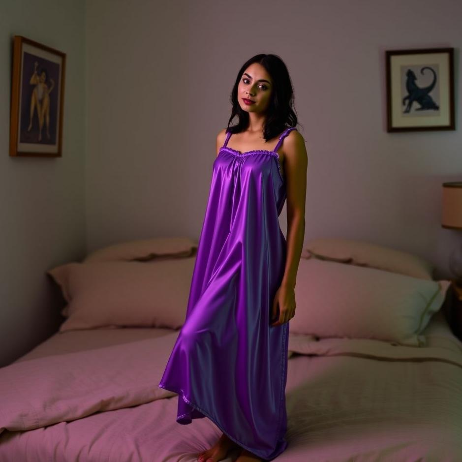 Dream : Wearing a purple nightgown