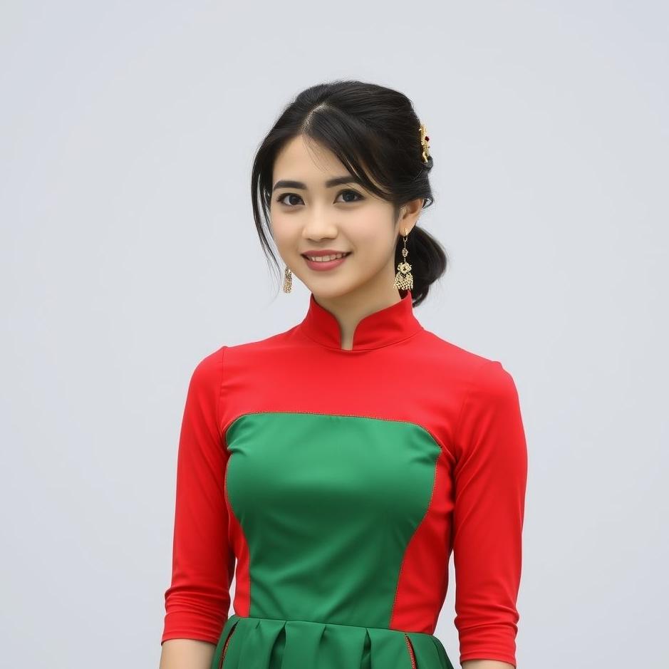Dream : Wearing a red and green dress