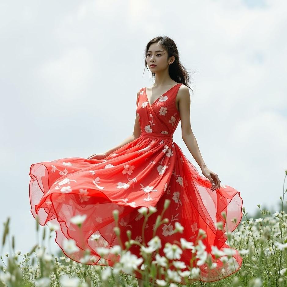 Dream : Wearing a red and white flowered dress in a dream