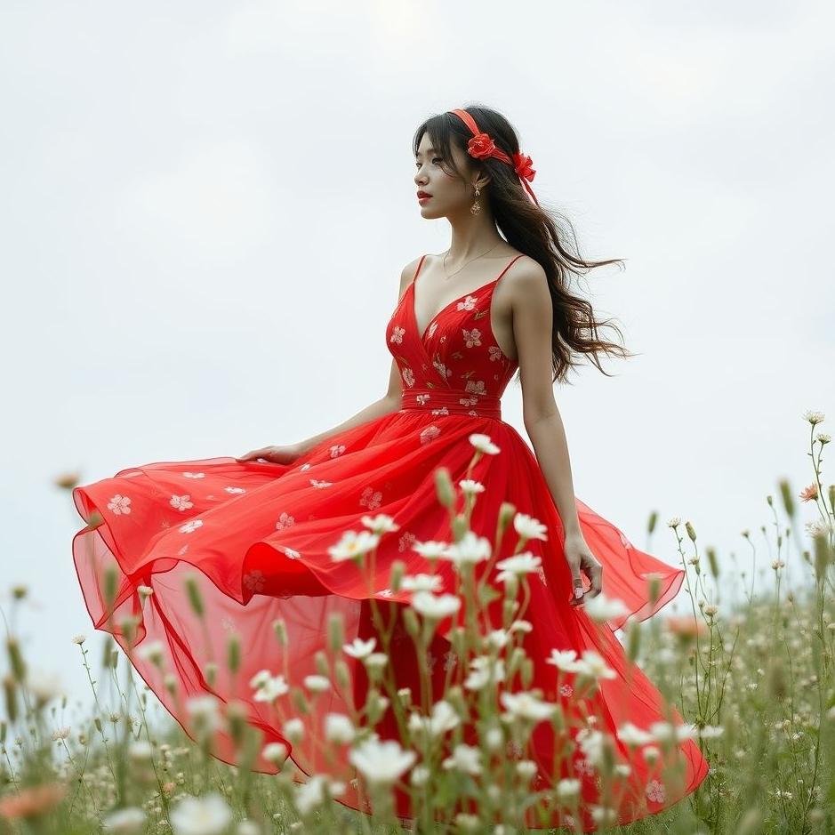 Dream : Wearing a red flowered dress in a dream