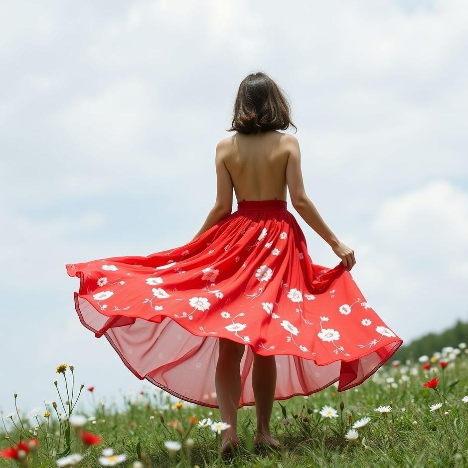 Dream : Wearing a red flowered skirt in a dream