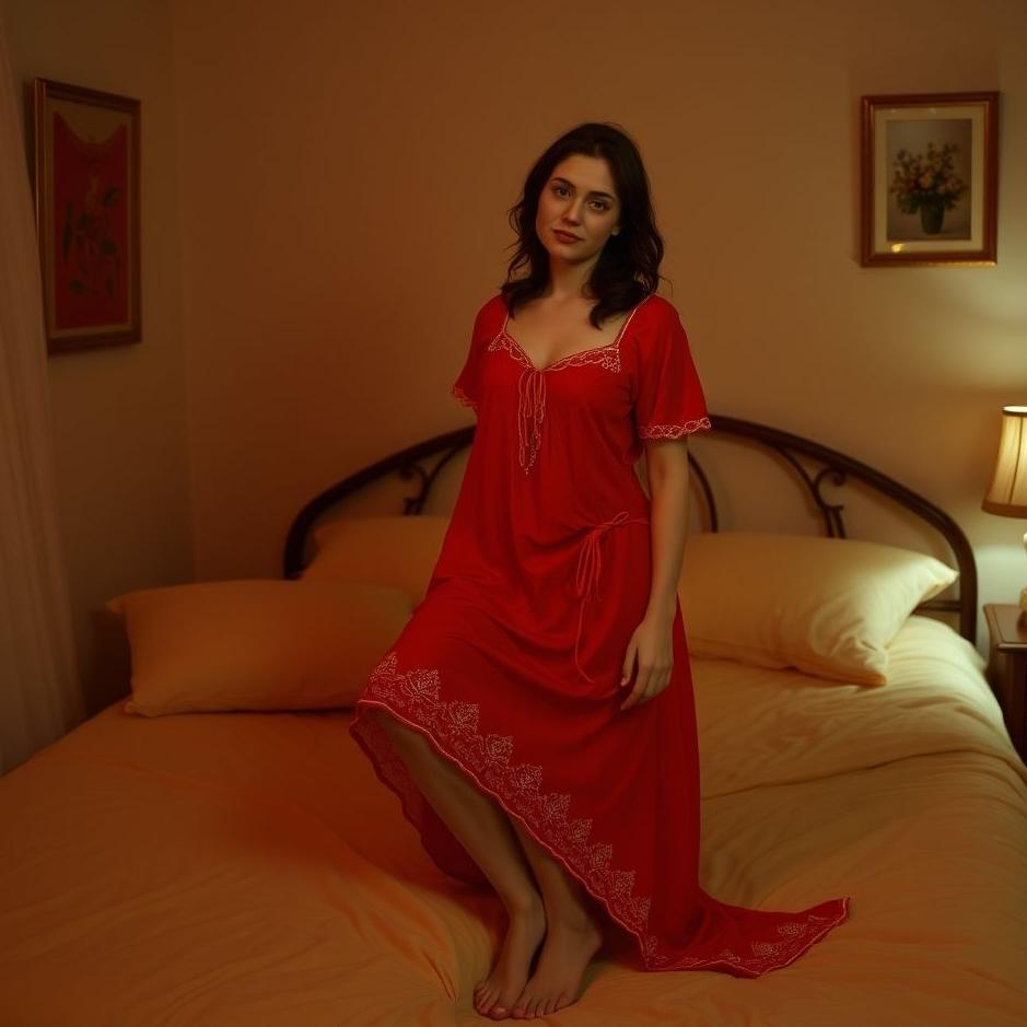Dream : Wearing a red nightgown