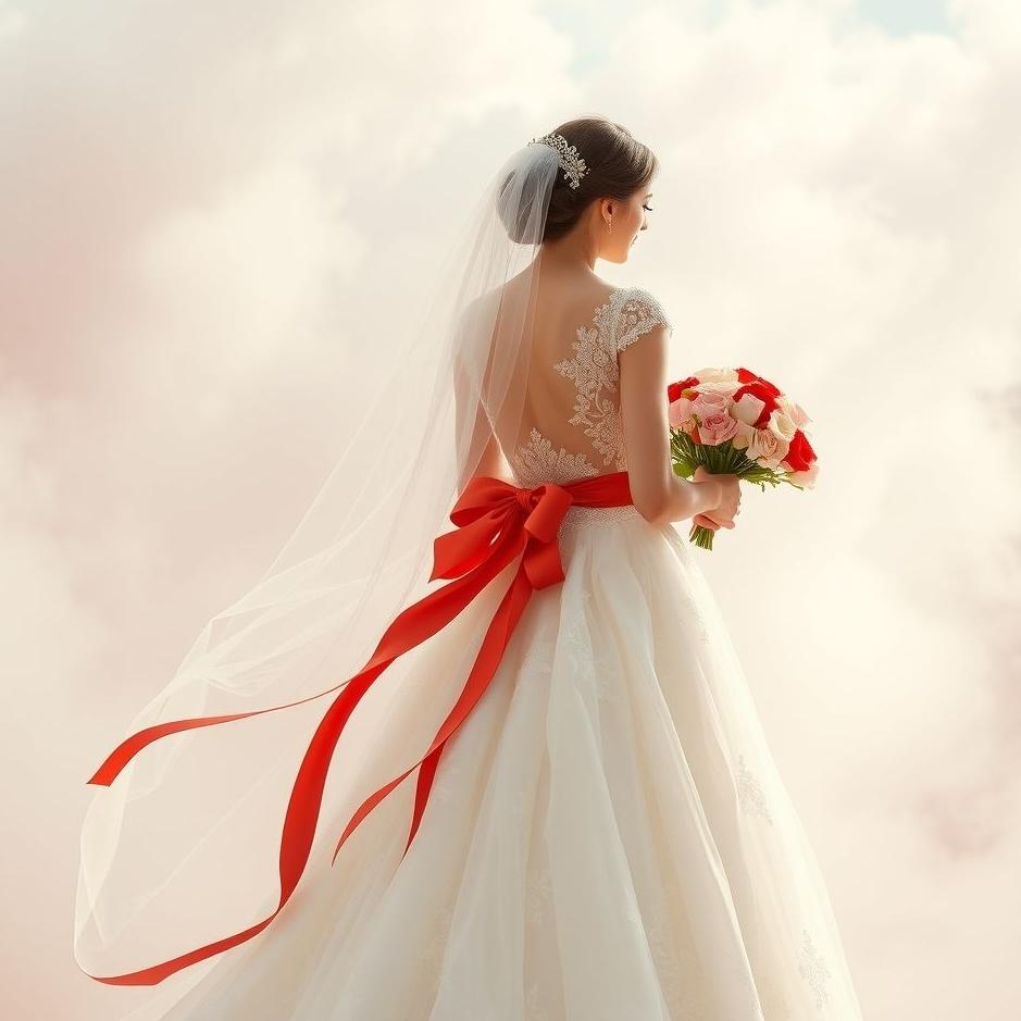 Dream : Wearing a red ribbon wedding dress in a dream