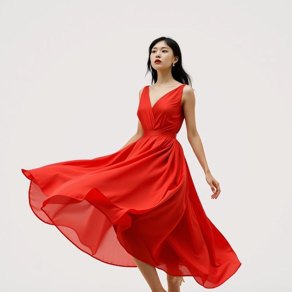 Dream : Wearing a red silk dress