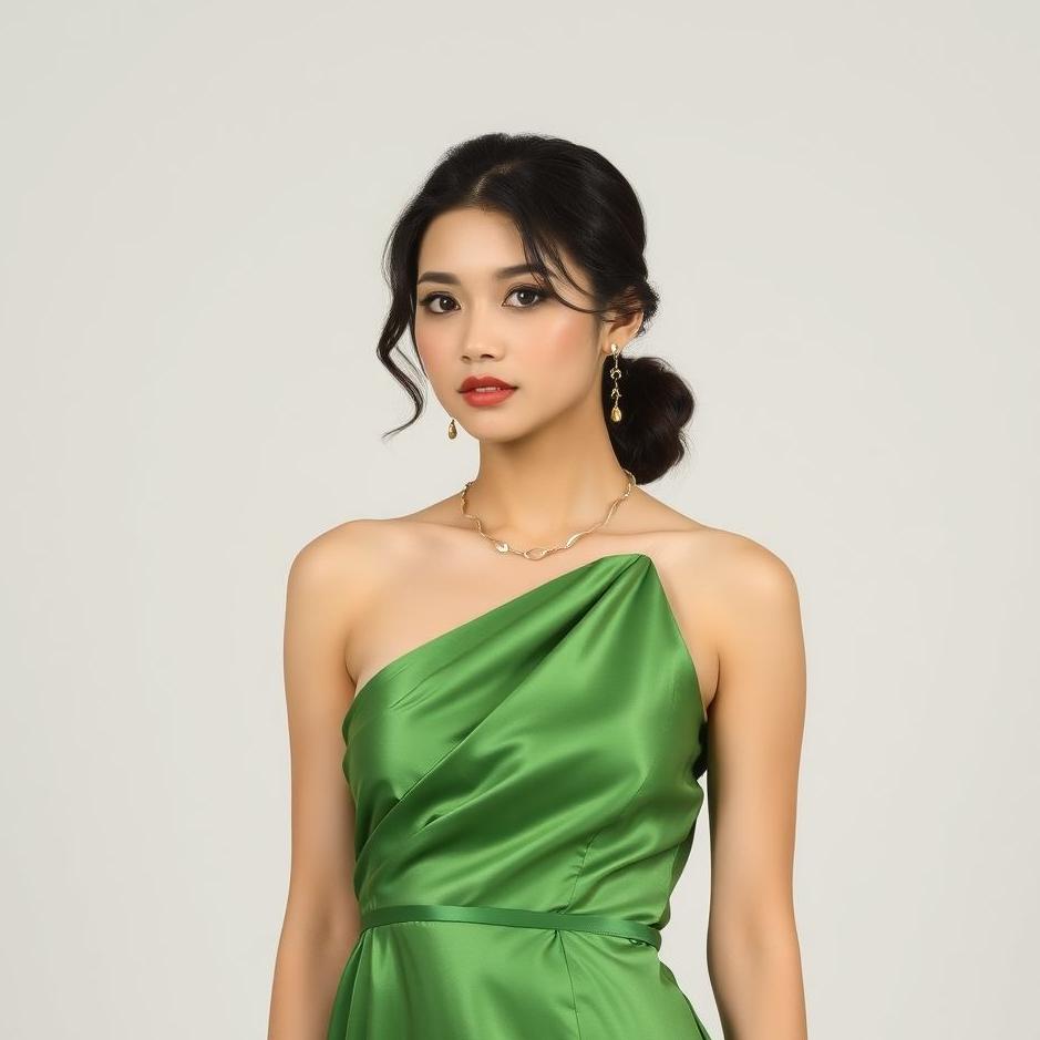 Dream : Wearing a silk green dress