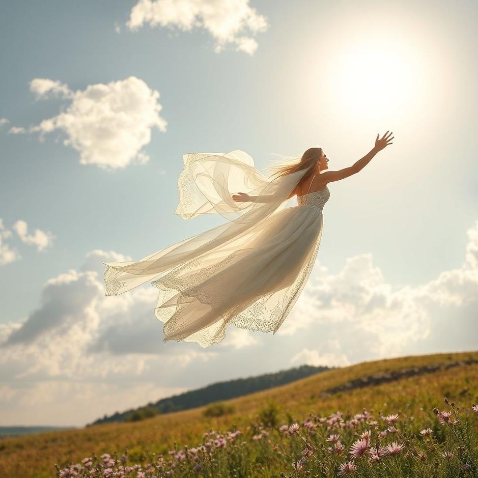 Dream : Wearing a wedding dress and flying