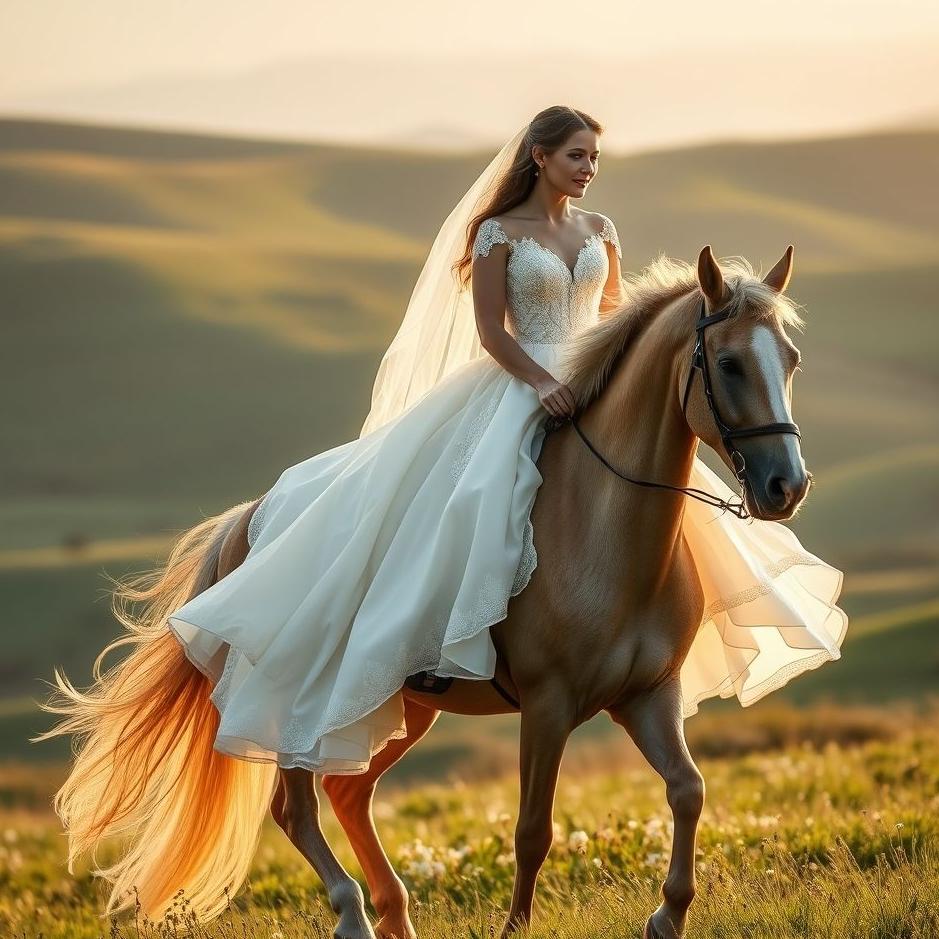 Dream : Wearing a wedding dress and riding a horse