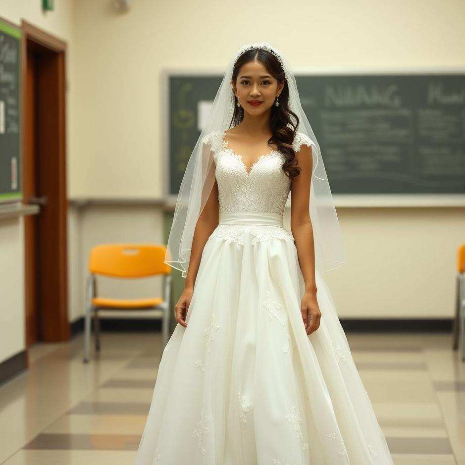 Dream : Wearing a wedding dress at school