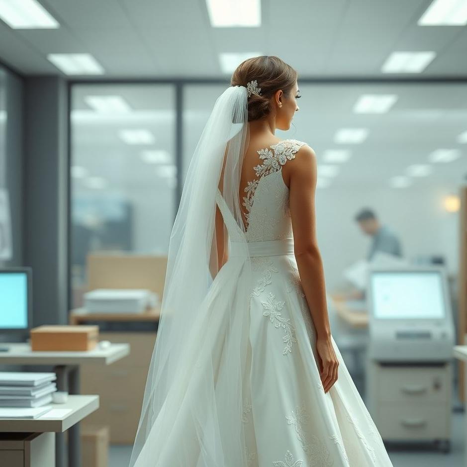 Dream : Wearing a wedding dress at work in a dream