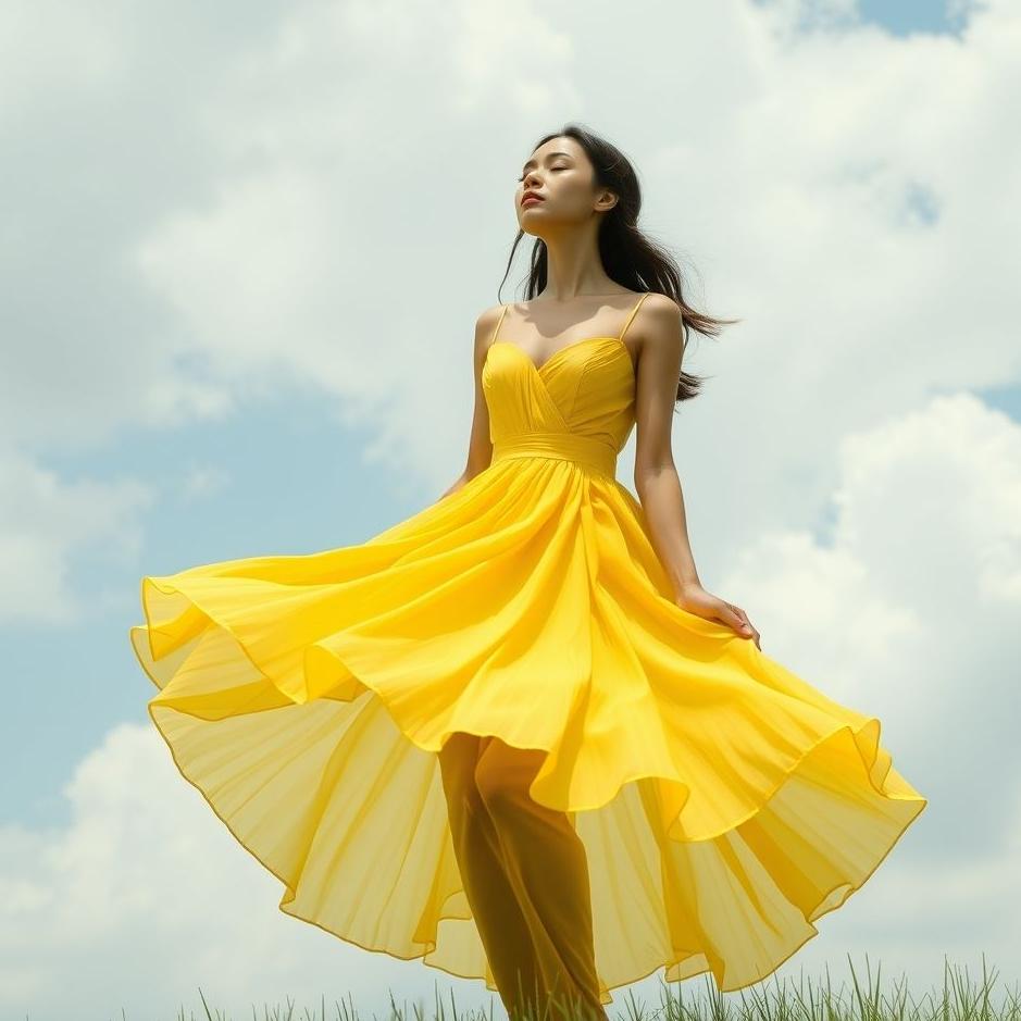 Dream : Wearing a yellow and white dress in a dream