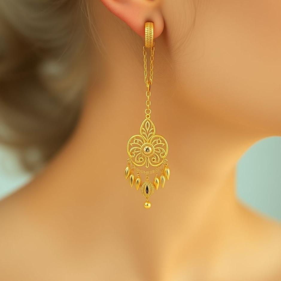 Dream : Wearing gold earrings pendant in the dream