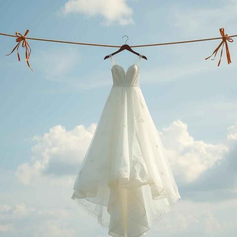 Dream : Wedding dress hanging on a rope in a dream