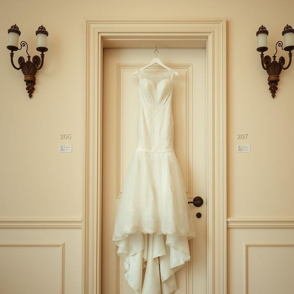 Dream : Wedding dress hanging on the door in a dream