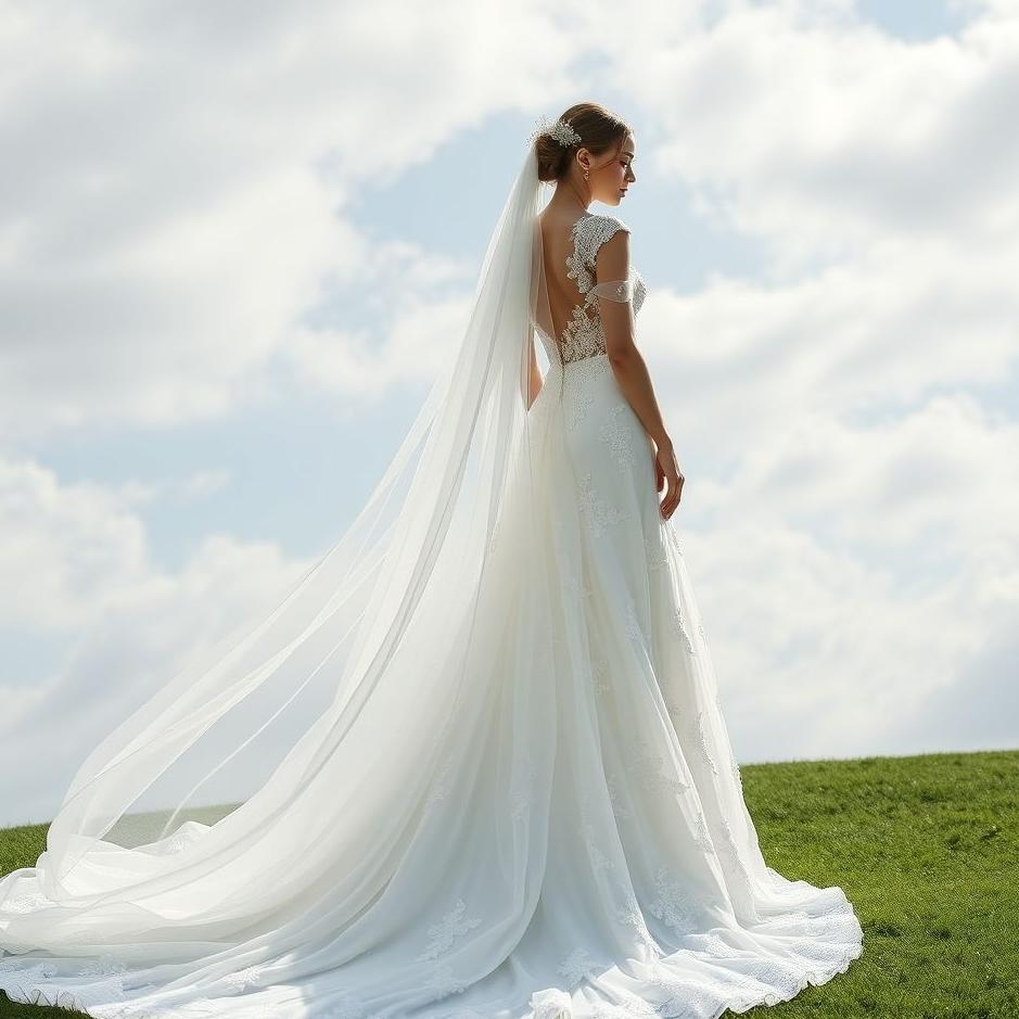 Dream : Wedding dress with a long tail in a dream