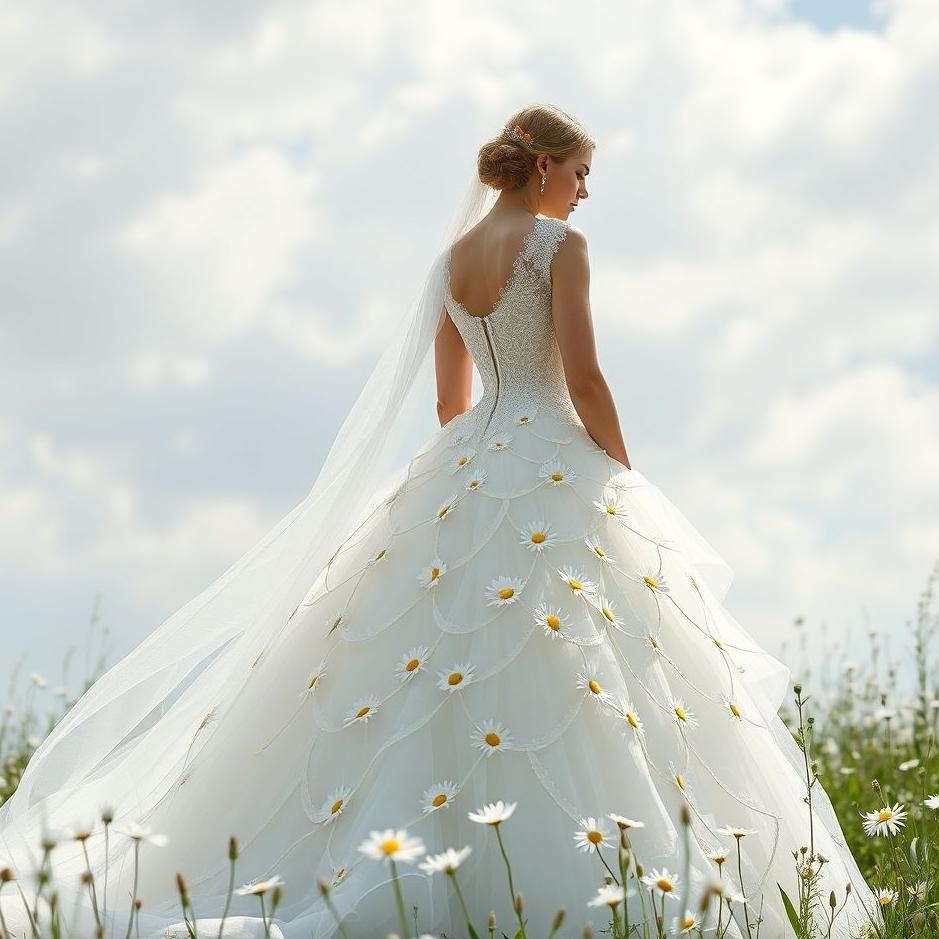 Dream : Wedding dress with daisies in a dream