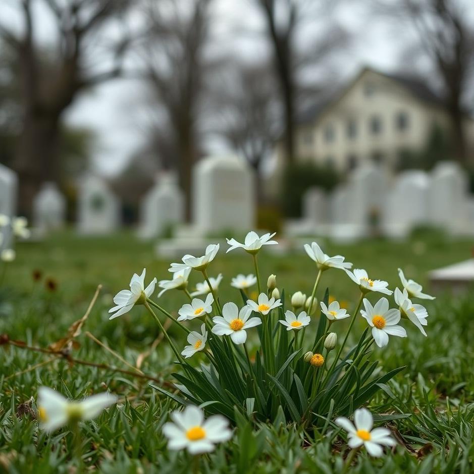 Dream : White flowers on a grave in a dream