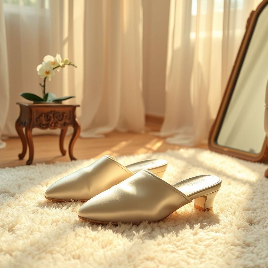 Dream : White heeled slippers 