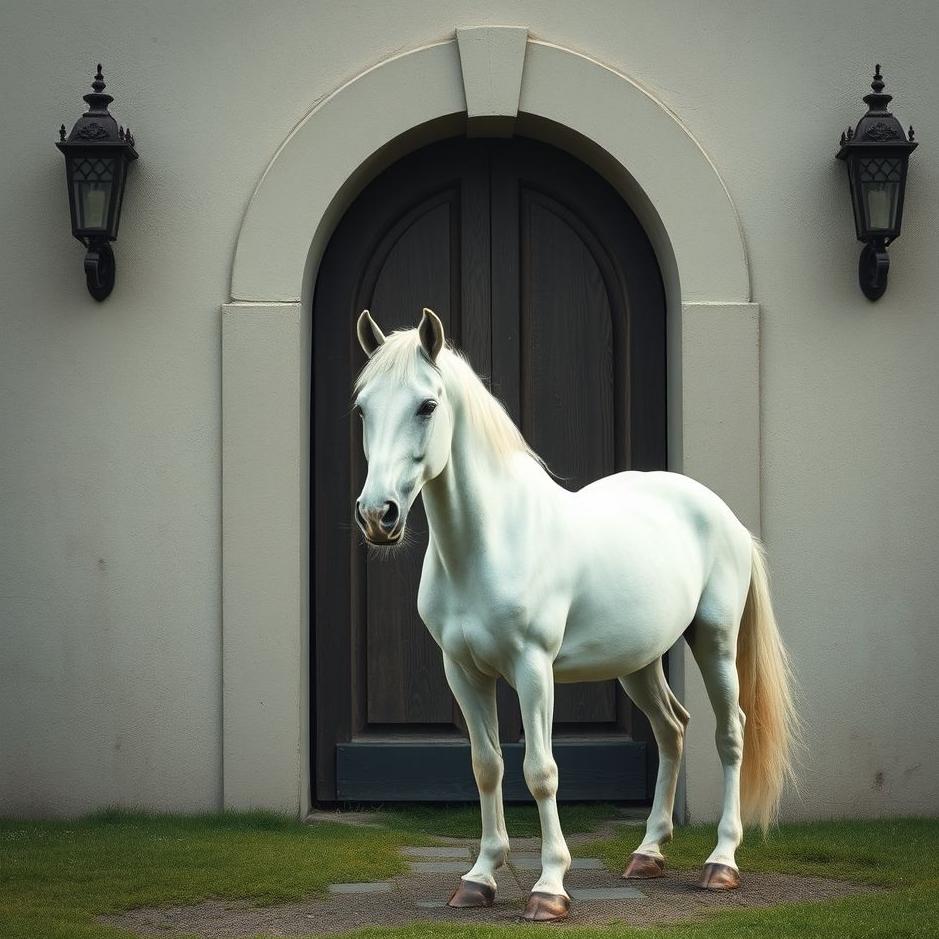 Dream : White horse in front of the door in a dream