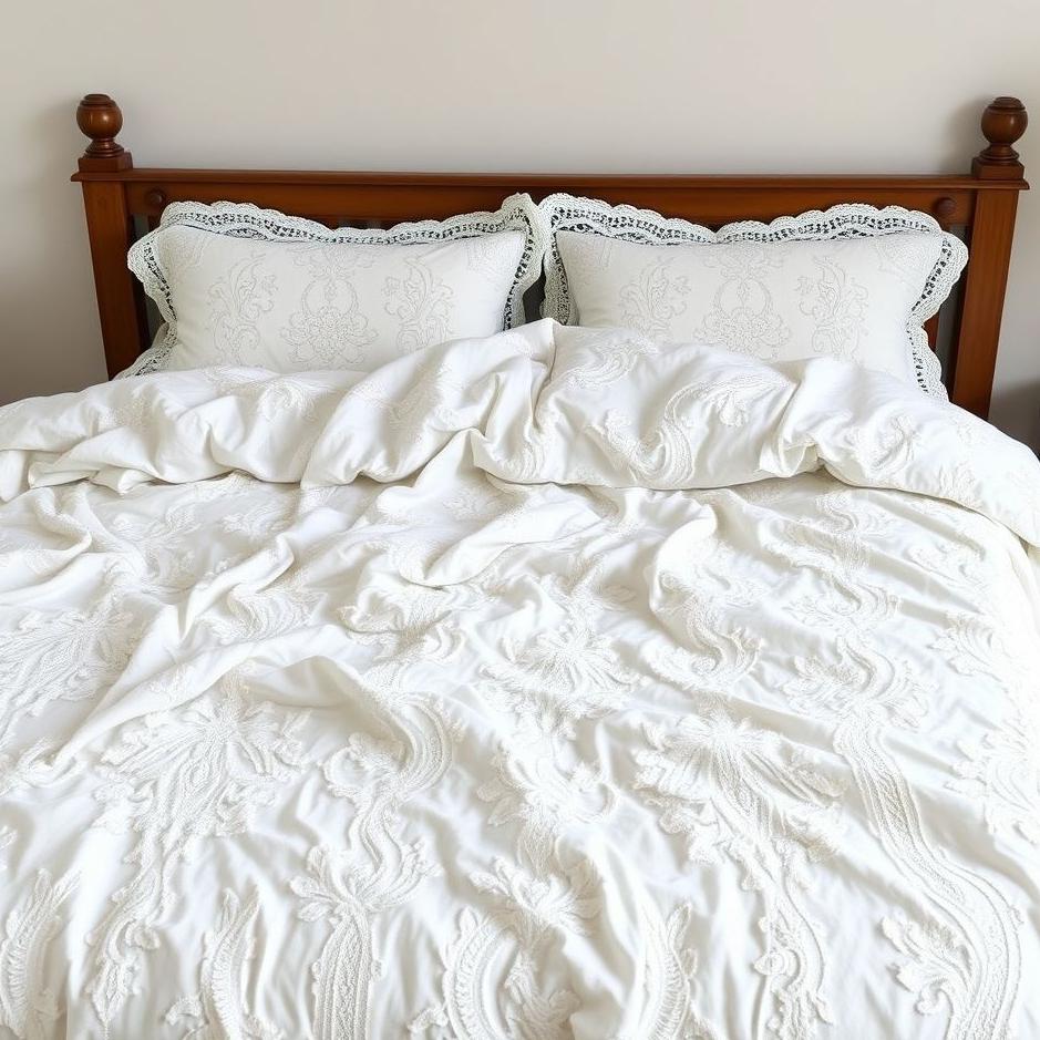 Dream : White lace bedspread 
