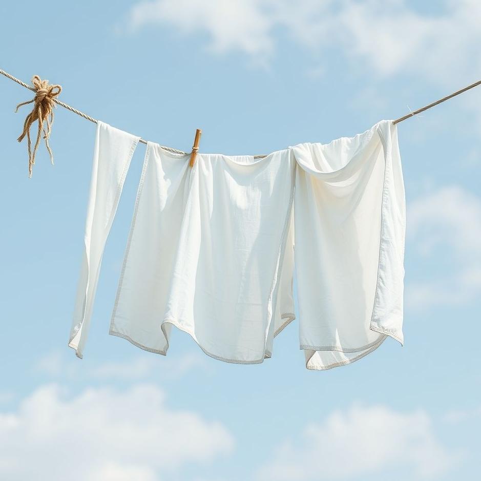 Dream : White laundry hanging on a rope in a dream