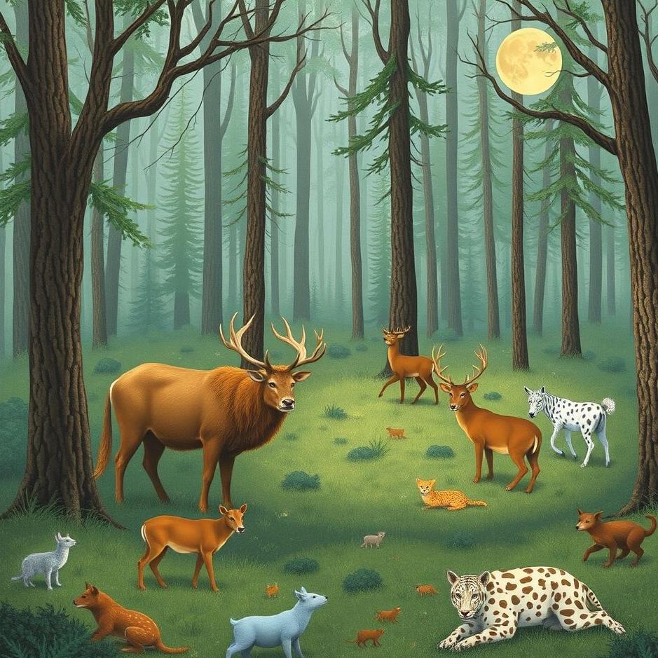 Dream : Wild animals in the forest in a dream