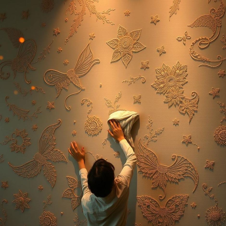 Dream : Wiping an embroidered wall in a dream