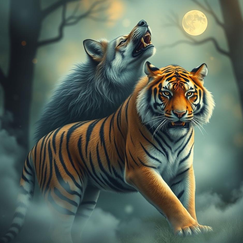 Dream : Wolf and a tiger in a dream