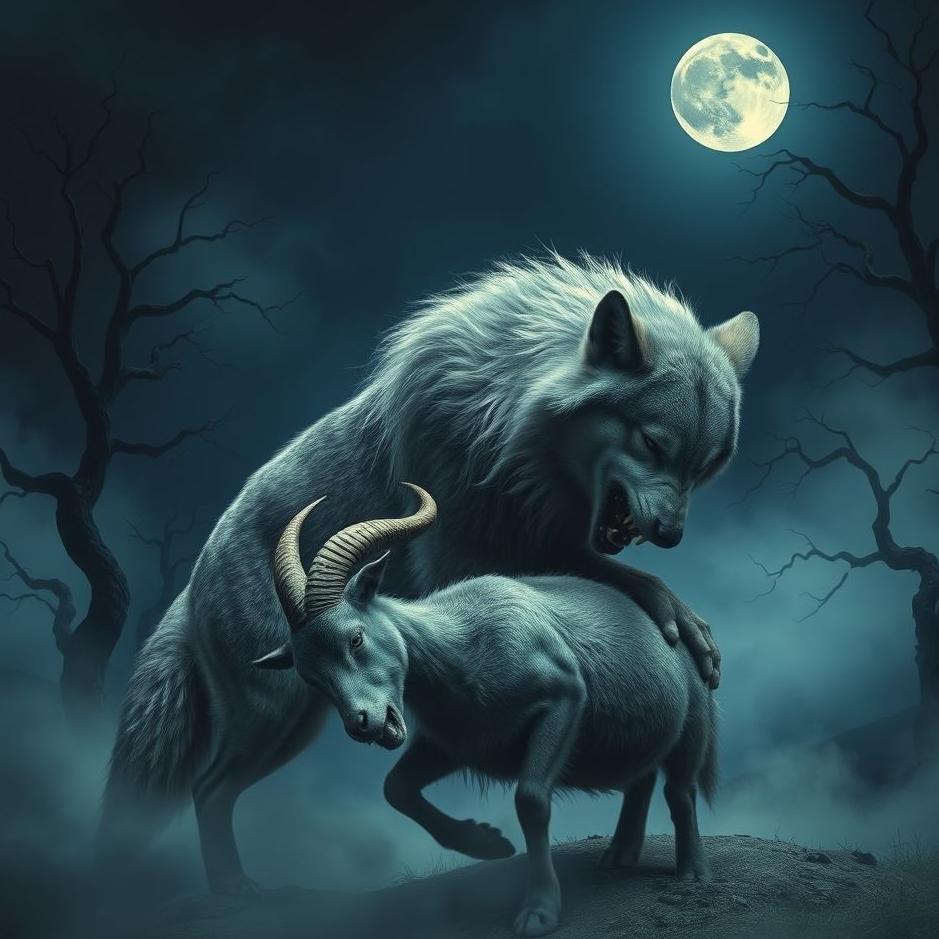 Dream : Wolf eating a goat in a dream
