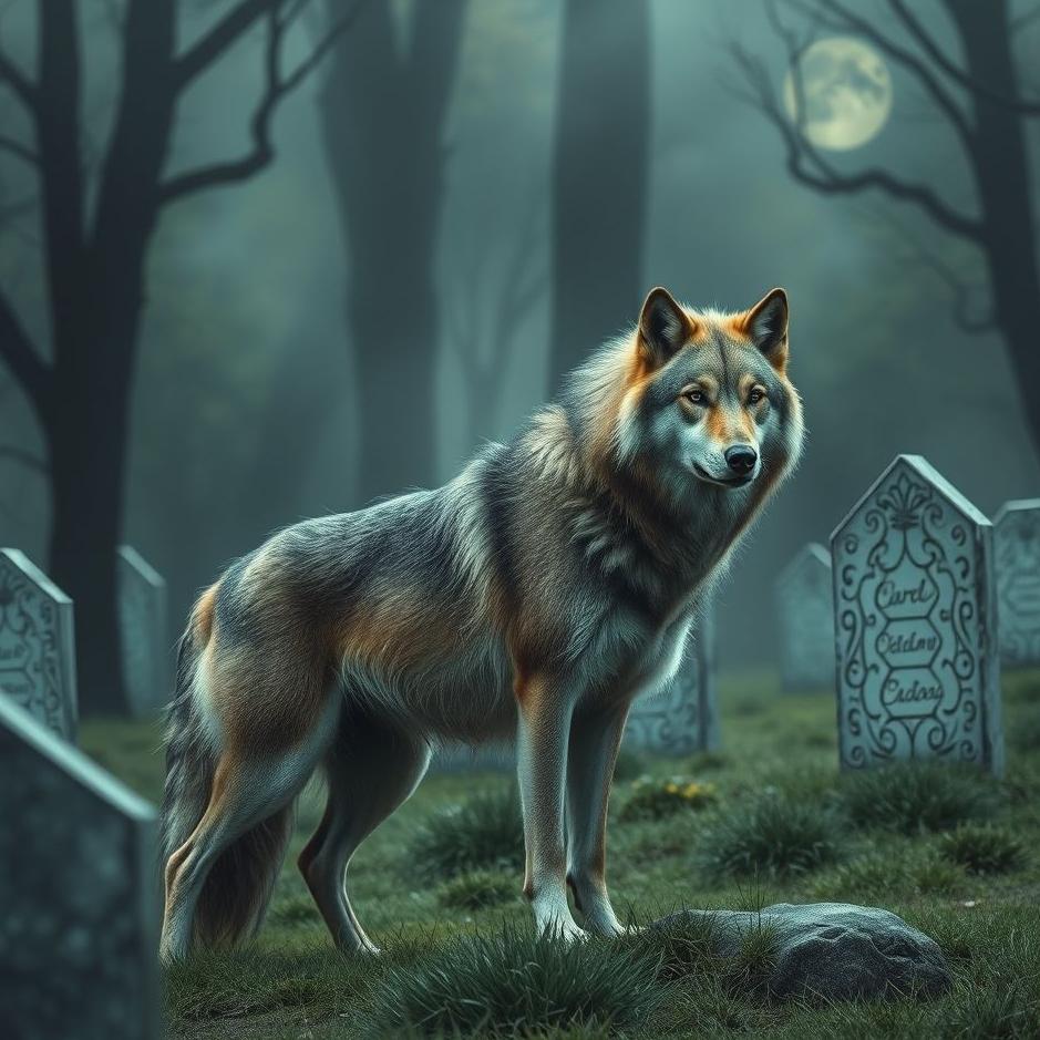 Dream : Wolf in a cemetery in a dream