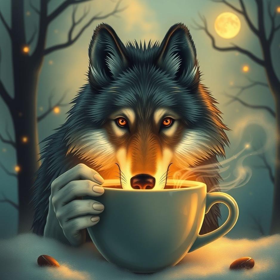 Dream : Wolf in a coffee in a dream