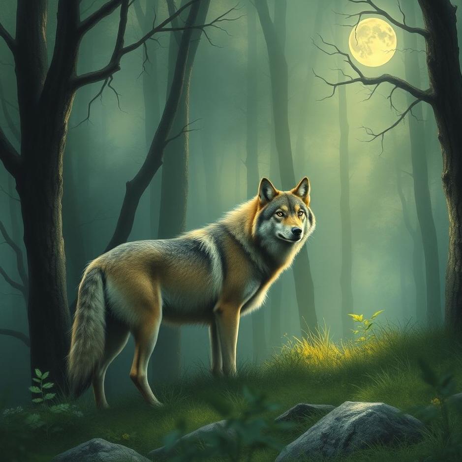 Dream : Wolf in the forest in a dream