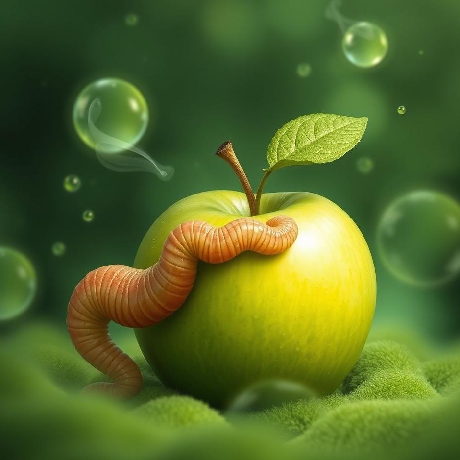 Dream : Wormy green apple in a dream