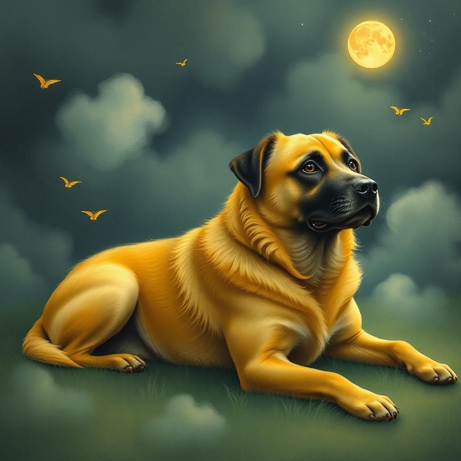 Dream : Yellow and black dog in a dream