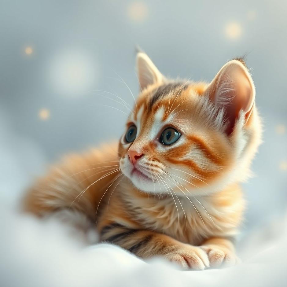 Dream : Yellow and gray kitten in a dream