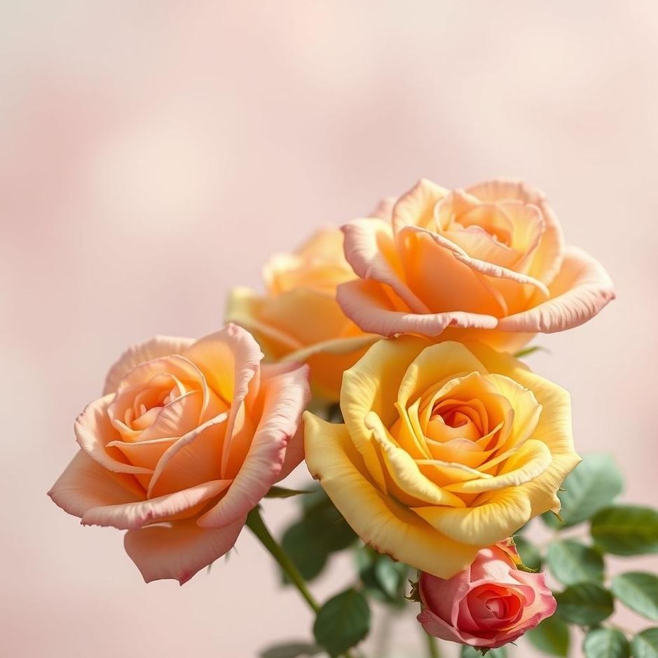 Dream : Yellow and pink roses in a dream