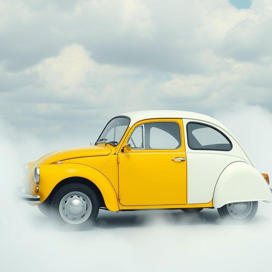 Dream : Yellow and white car in a dream