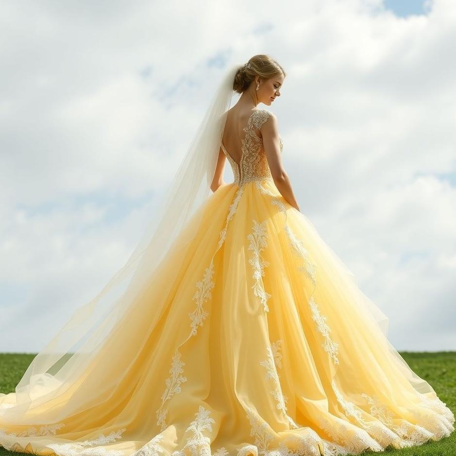 Dream : Yellow and white wedding dress in a dream