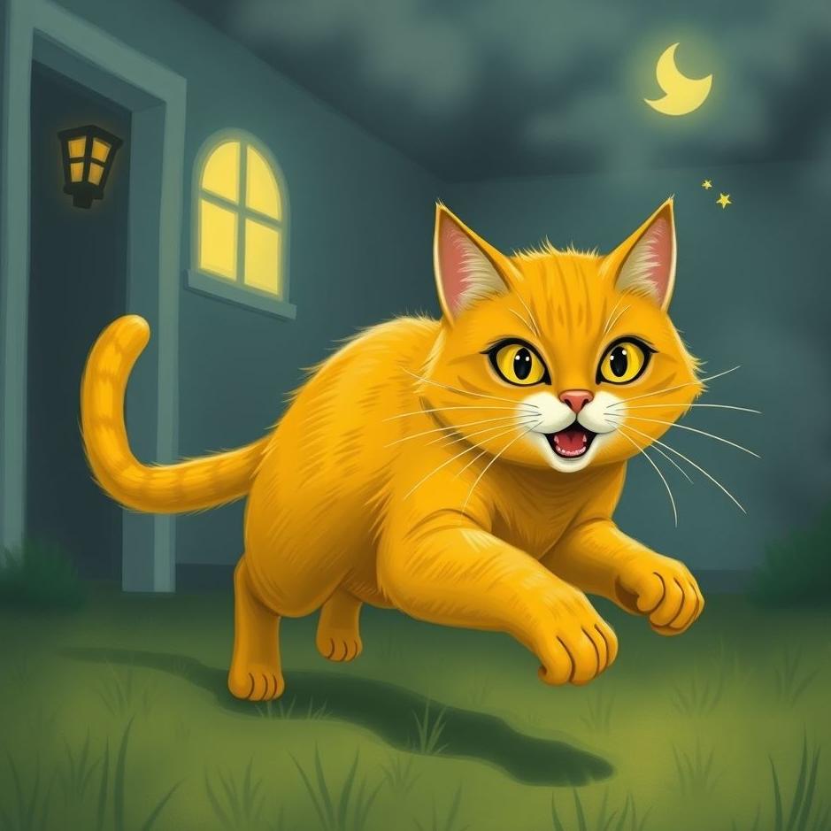 Dream : Yellow cat chasing you from home in a dream
