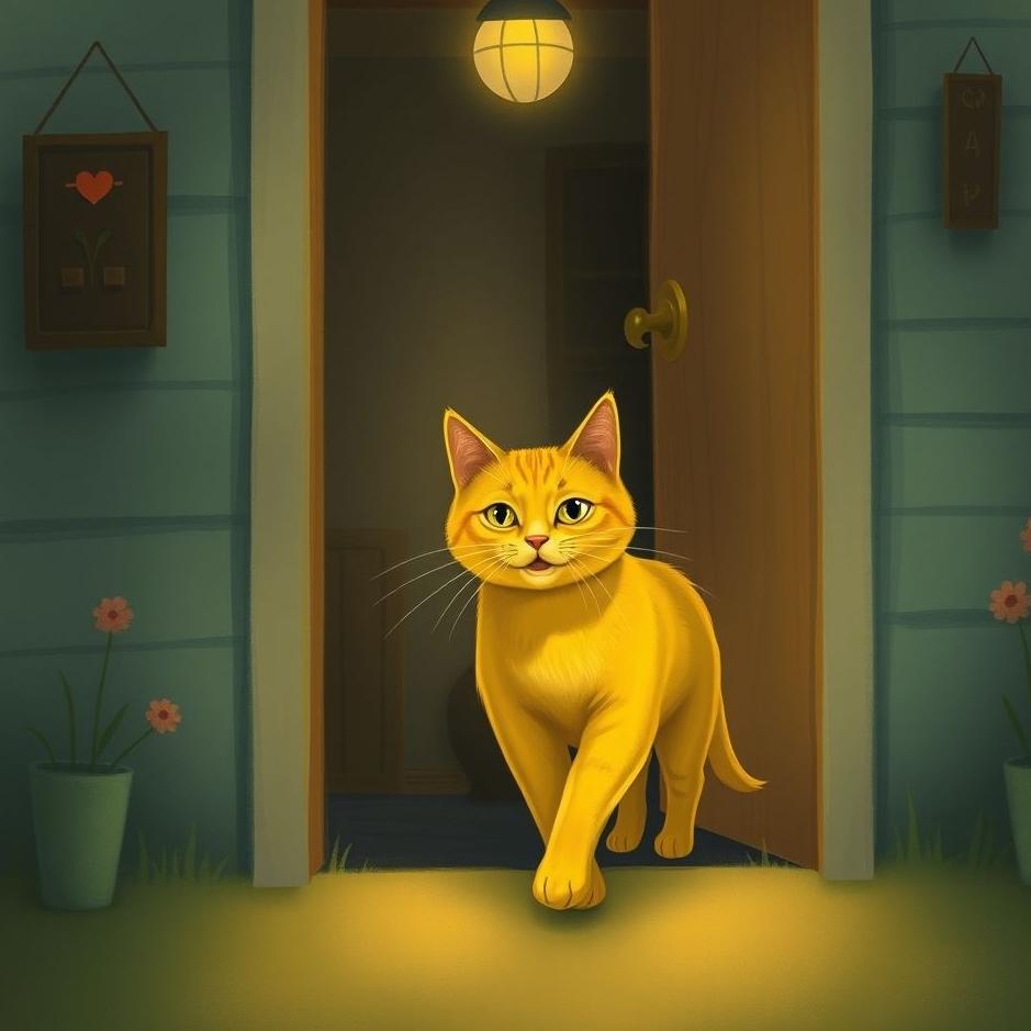 Dream : Yellow cat entering the house in a dream