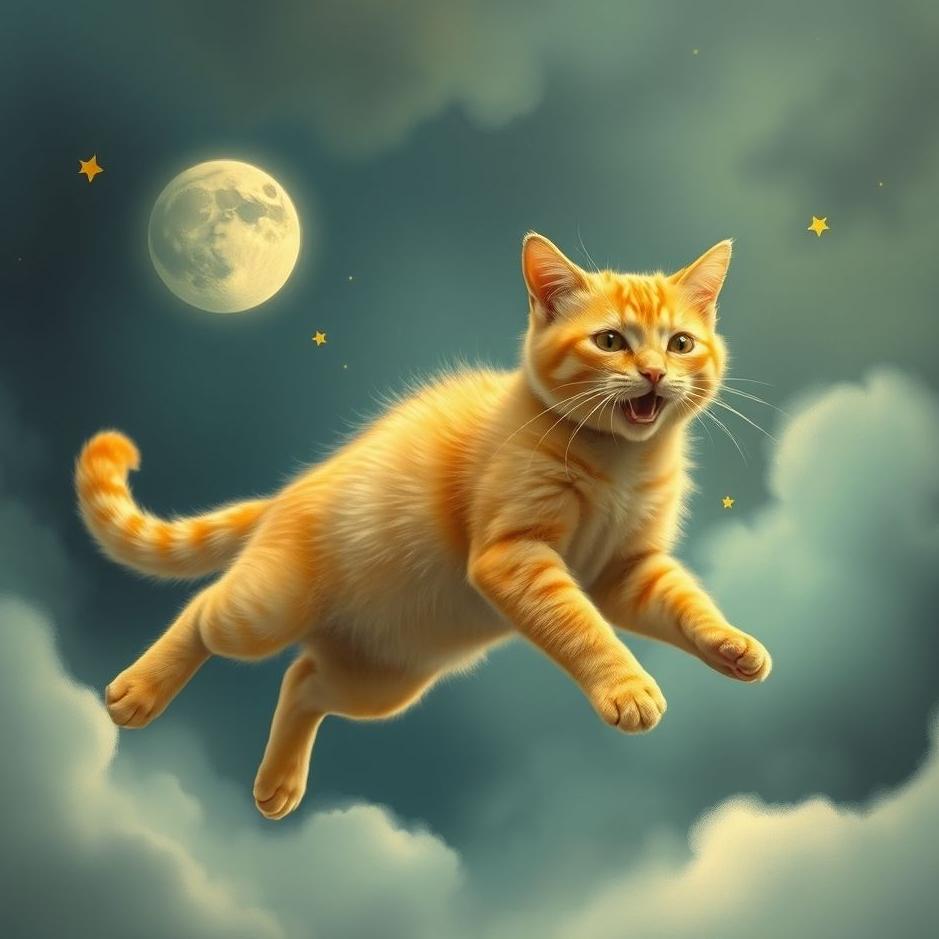 Dream : Yellow cat jumping on you in a dream
