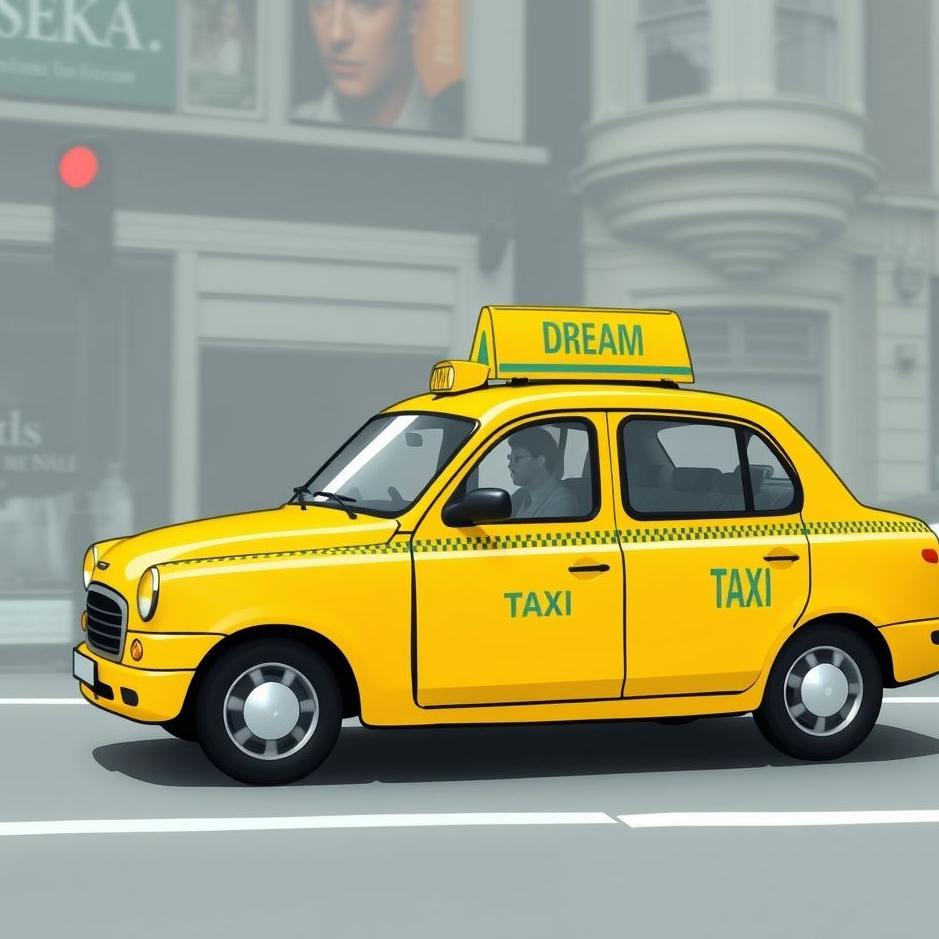 Dream : Yellow commercial taxi in a dream