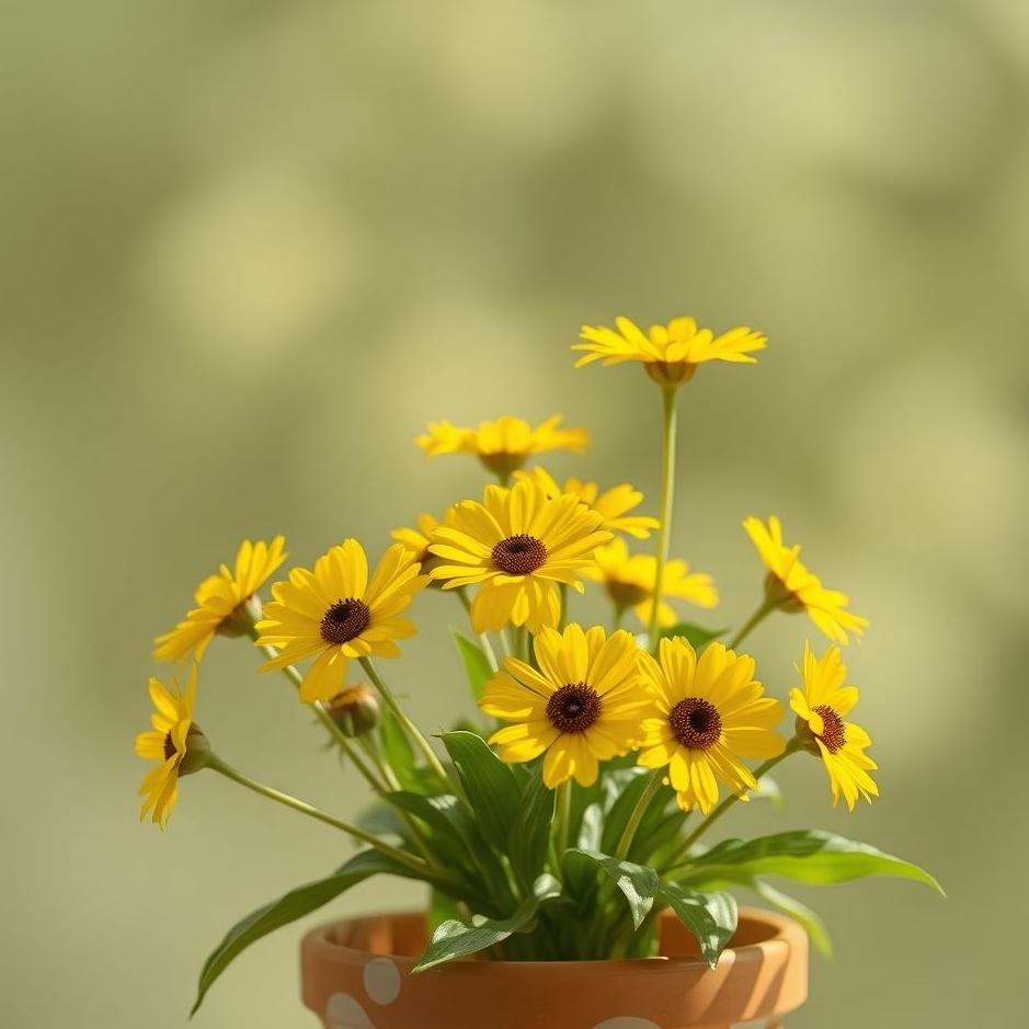 Dream : Yellow flowers in a pot in a dream