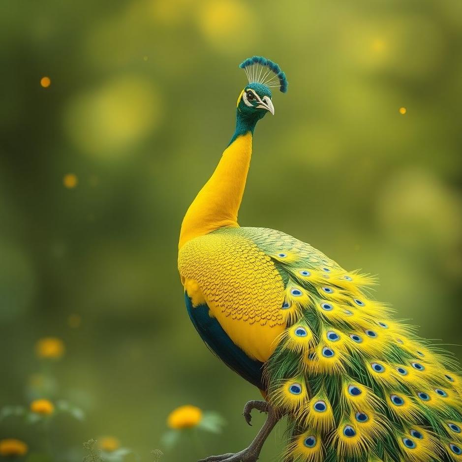 Dream : Yellow peacock in a dream