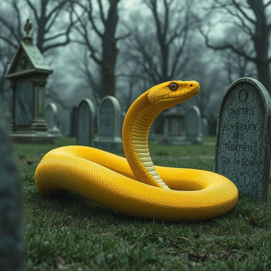 Dream : Yellow snake in a cemetery in a dream