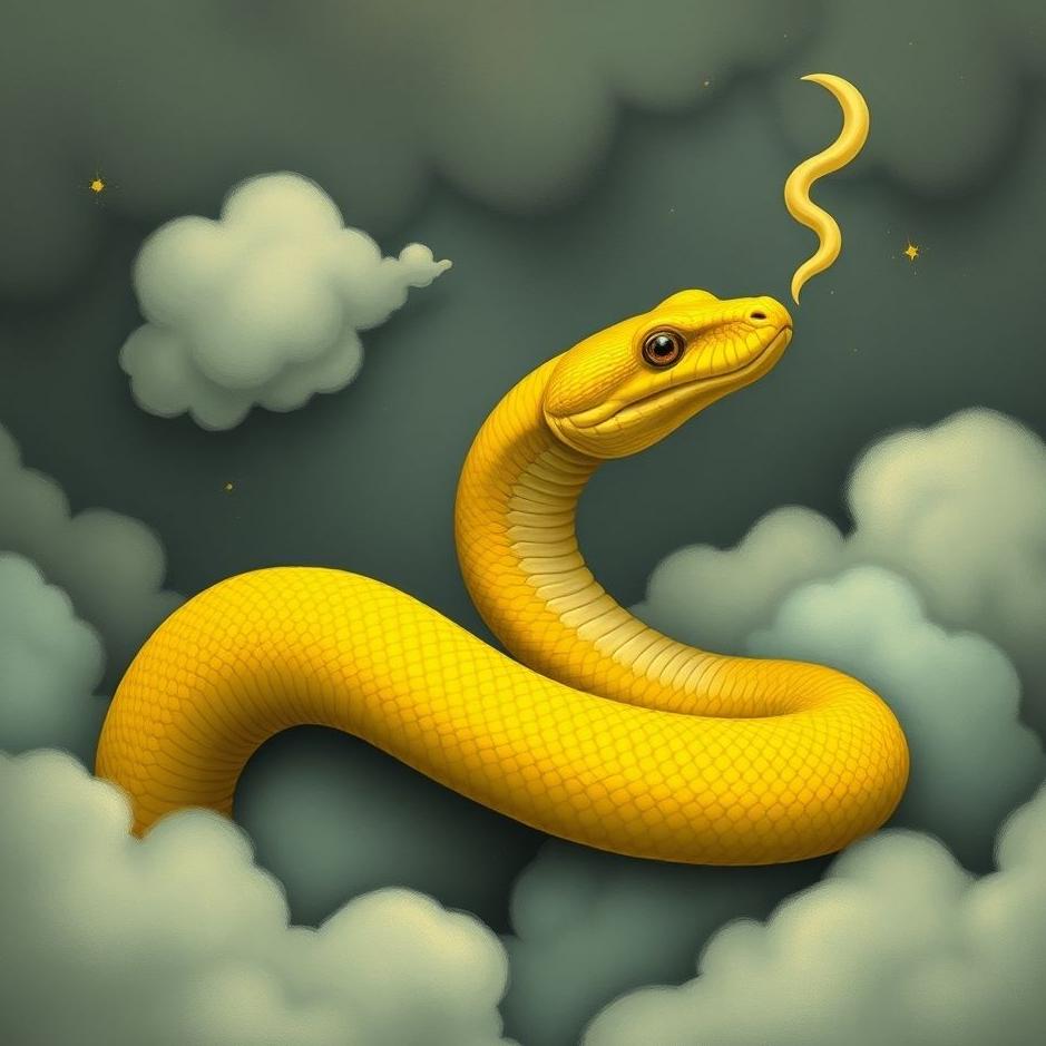 Dream : Yellow snake with a head in a dream